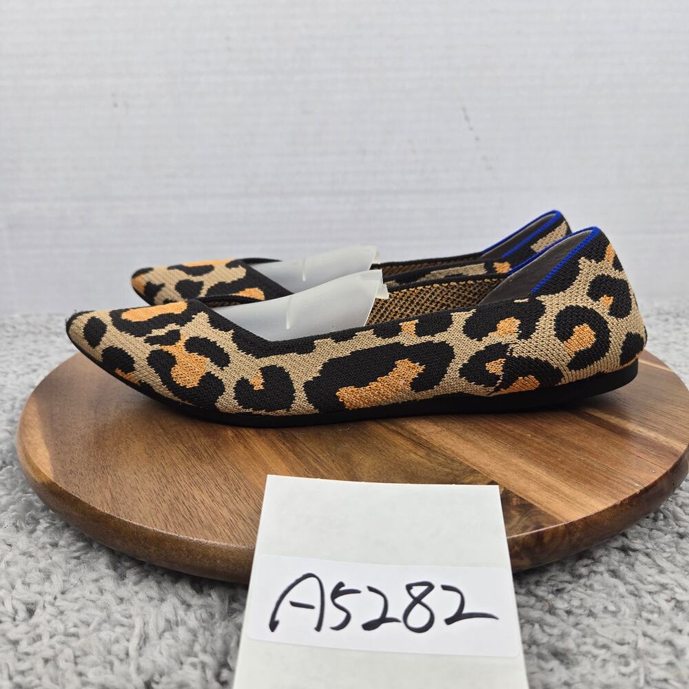 Rothy's Women 10 The Point Big Cat Leopard Print Knit Casual Slip On Casual Flat